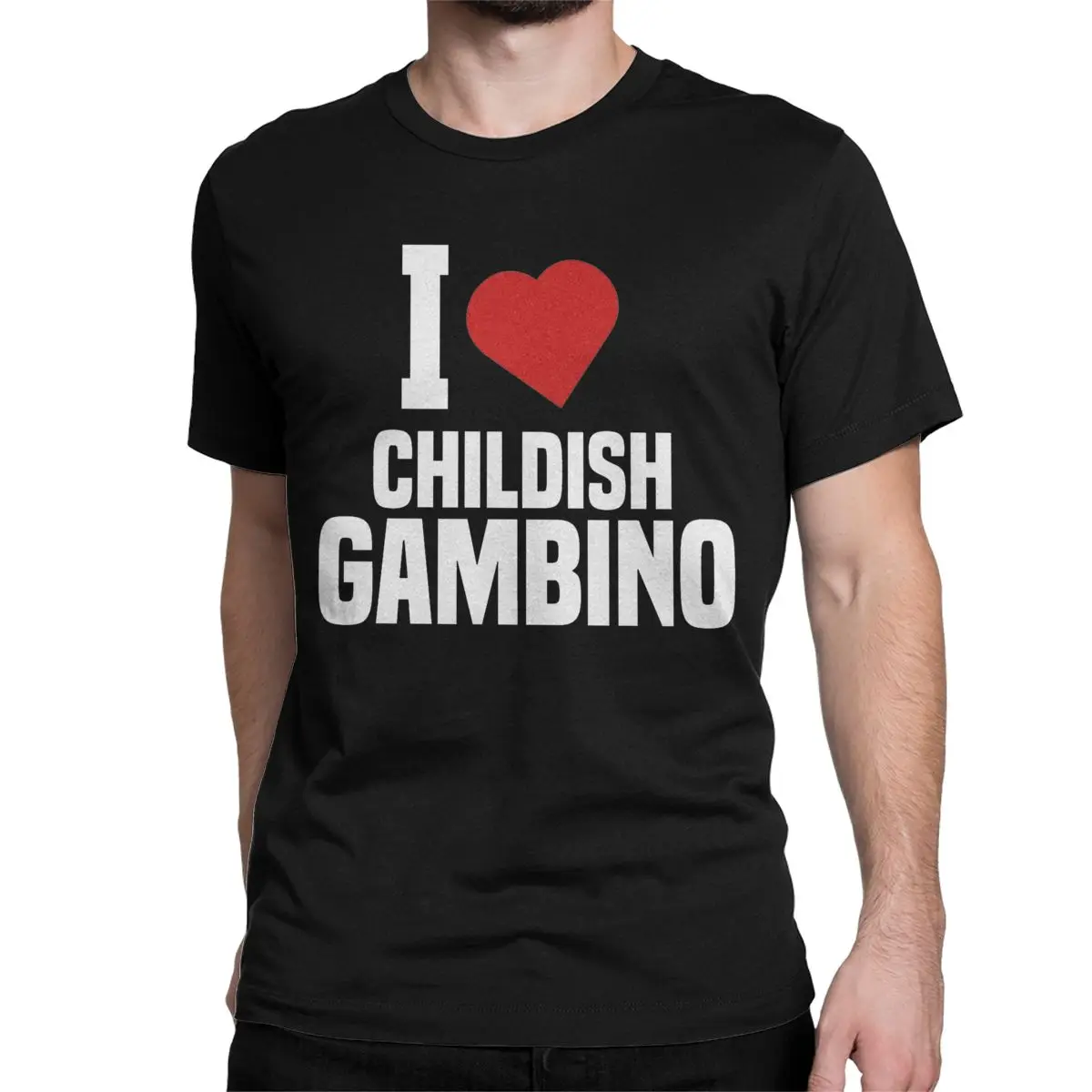 I Love Childish Gambino T Shirt for Men Cotton Vintage T-Shirts Crew Neck Tees Short Sleeve Clothes Original