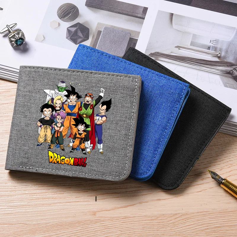Portefeuille Dragon Ball Goku, porte-cartes de crédit, pochette de rangement pour hommes et femmes, pochette de rangement pour argent, portefeuilles courts pliables, cadeaux pour enfants