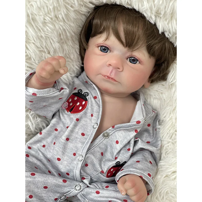 49CM Full Body Already Painted  Reborn Baby Doll Felicia Same as Picture Lifelike Soft Touch3D Skin Hand-Root Hair Visible