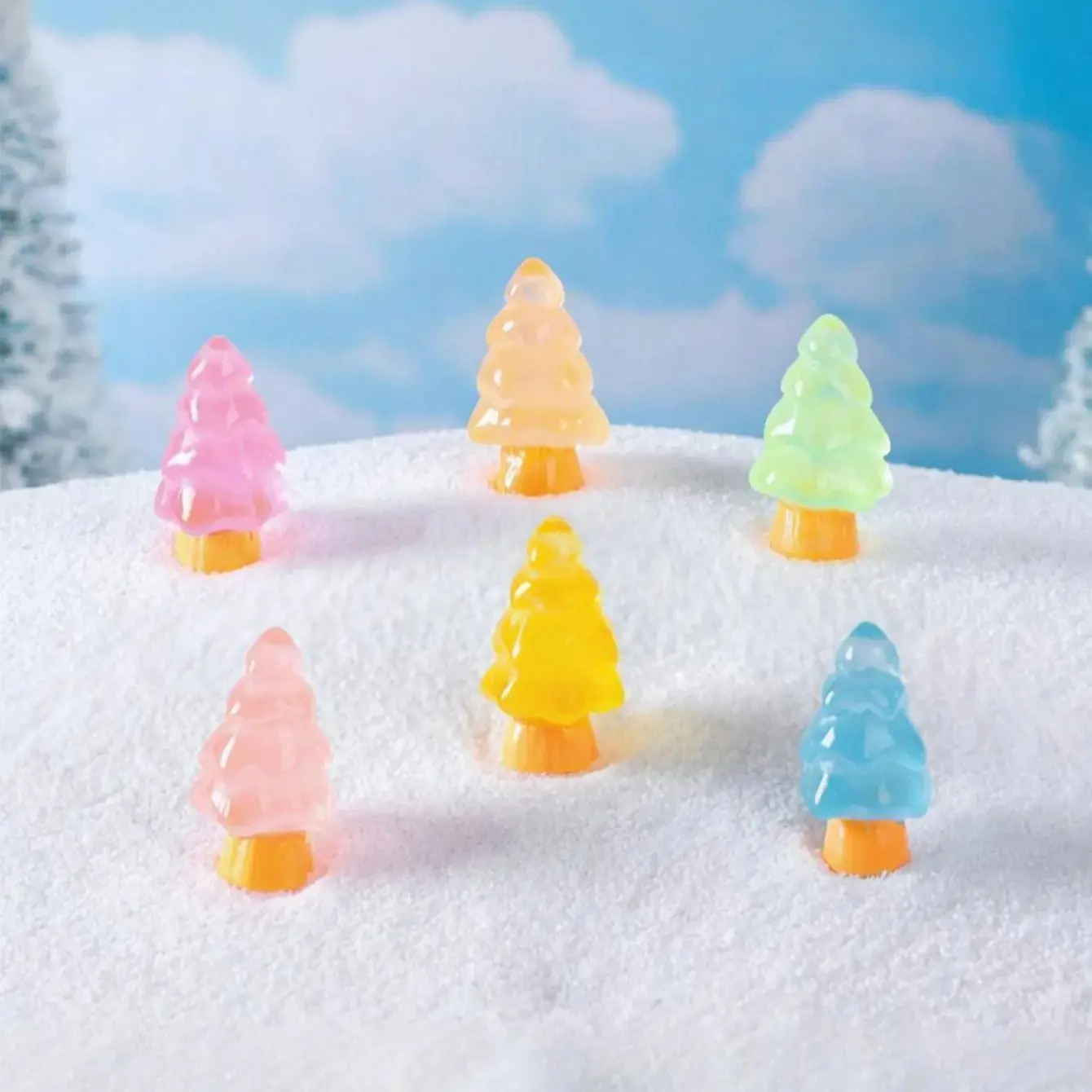 10/20 قطعة شجرة عيد الميلاد مضيئة توهج في الظلام ديكور صغير الراتنج لون عشوائي لتقوم بها بنفسك الجنية حديقة هدية حفلة