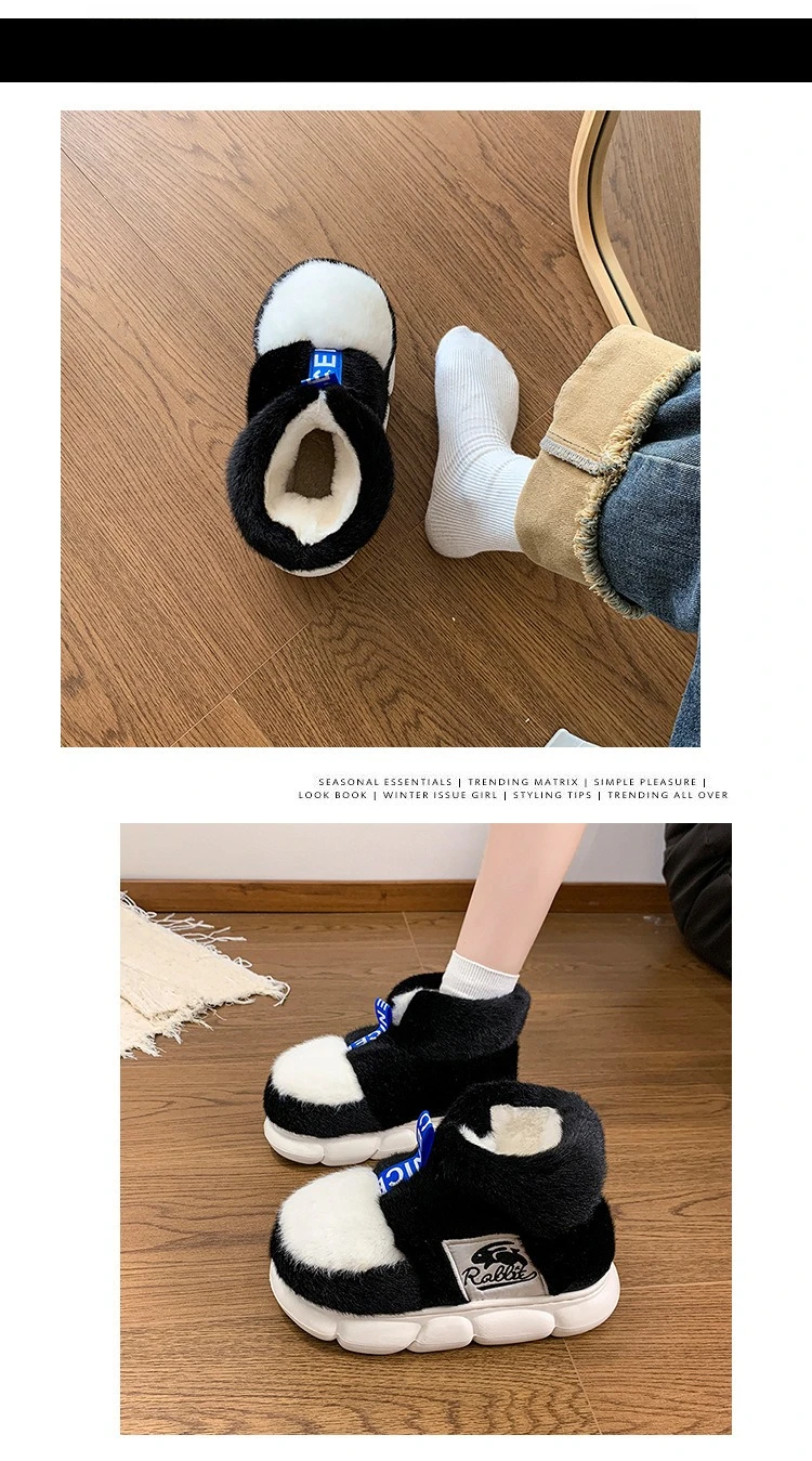 Winter-High-Top-Paar-Hausschuhe, warme Damen-Hausschuhe, dicke Sohle, Baumwollschuhe für den Innenbereich, Herren-Schneestiefel für den Außenbereich – Detail 1