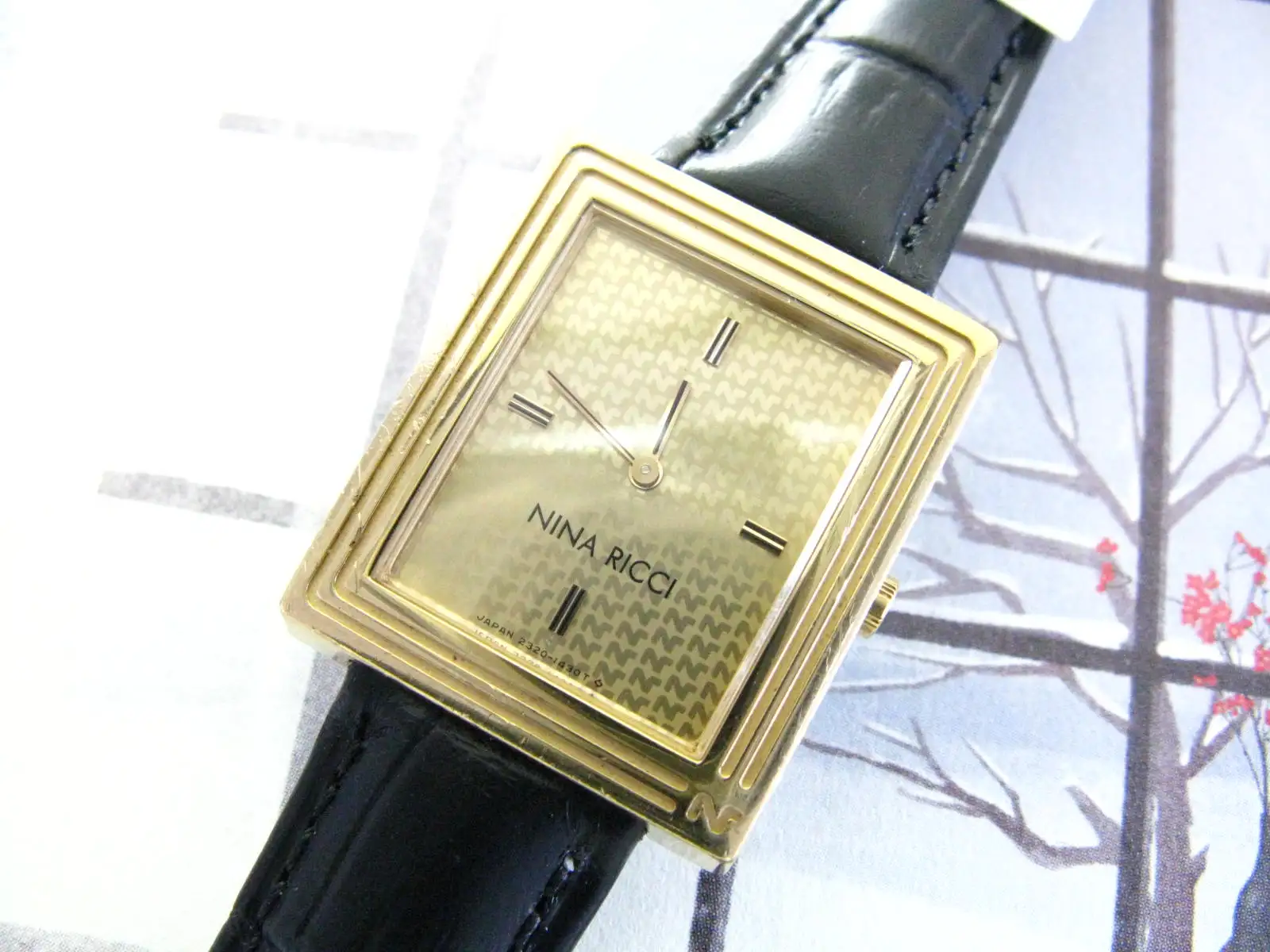 Japanese（Can be used as ring）Square nina fashion ricci stripe Quartz lady's watch in stock