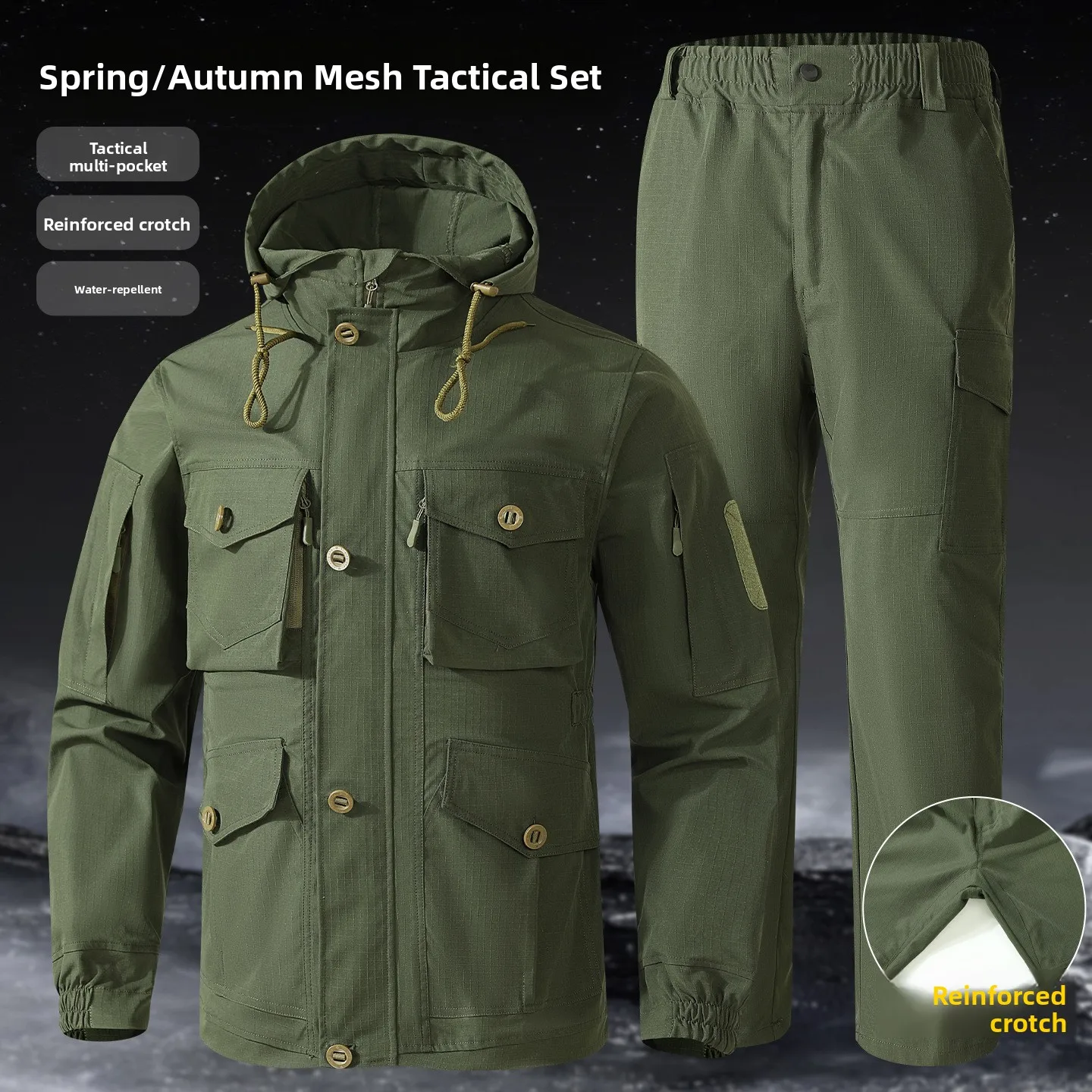 Men's Casual Workwear Tactical Military Style Multi-Pocket Heat Resistant Automotive Repairing Clothing Durable Polyester Fabric