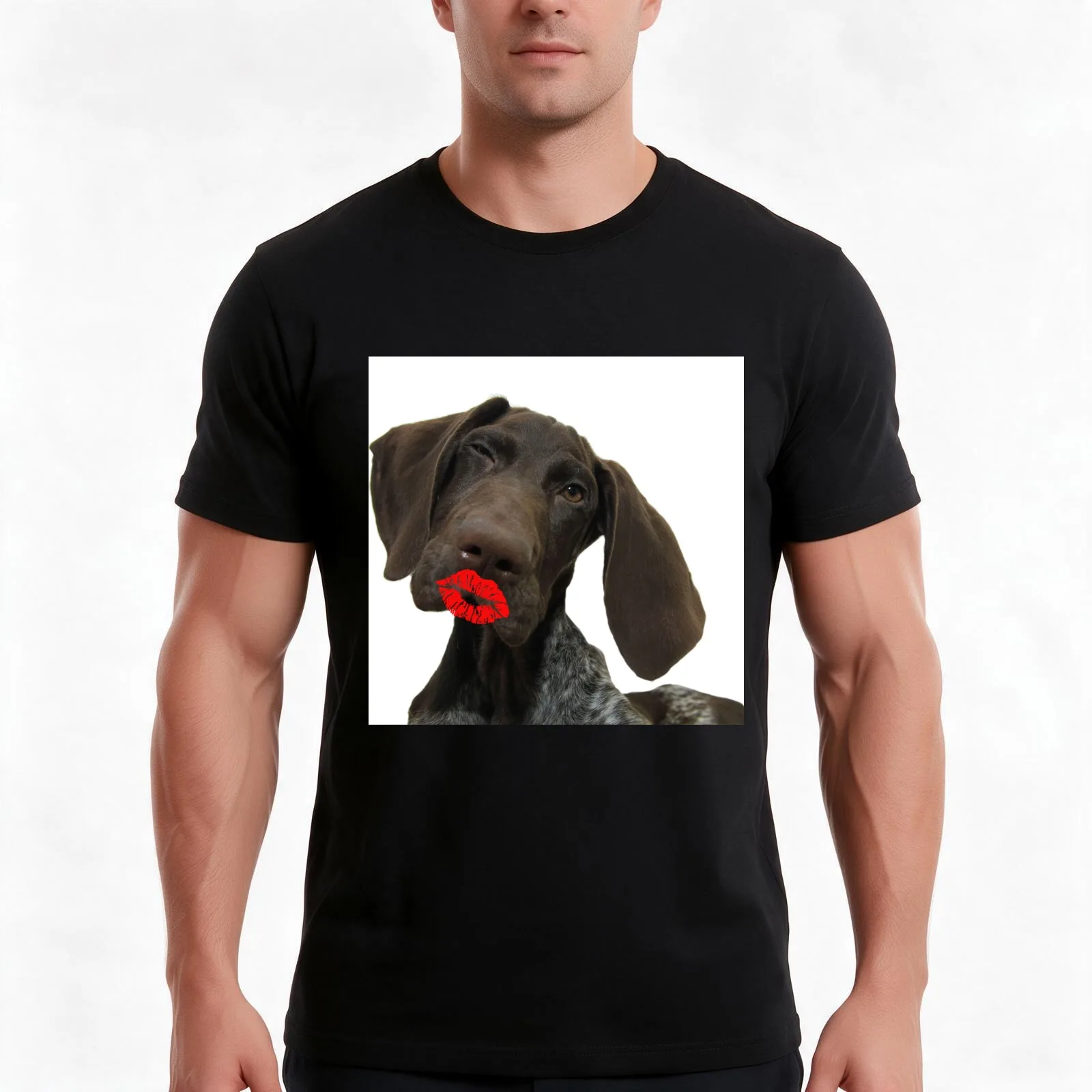 a kiss from Glossy Grizzly T-Shirt, Summer Casual Cotton Tee, Oversized Streetwear Tops, Vintage Graphic Print, Unisex Men Women
