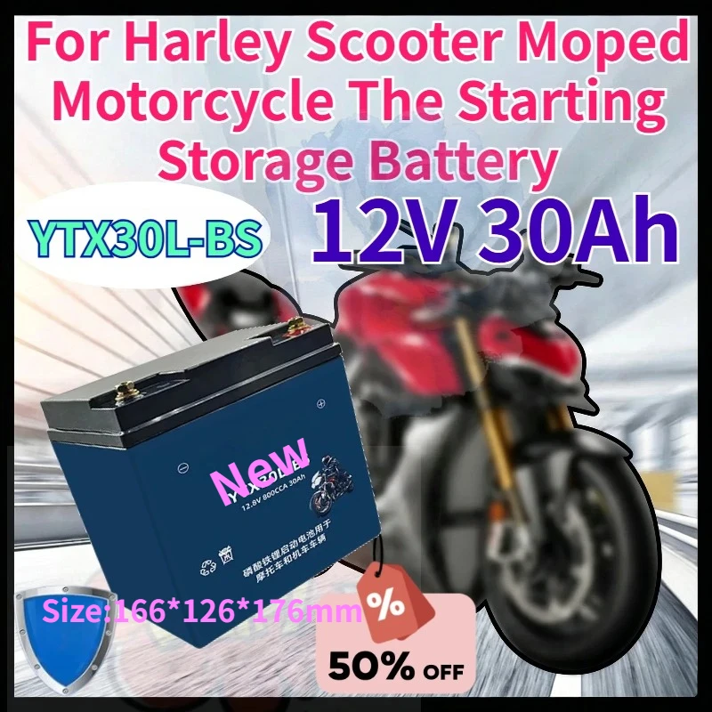 High‑quality YTX30L-BS 12V 30Ah LiFePO4 Motorcycle Battery High Performance for Heavy Duty Bikes Emergency Jump Starter Power