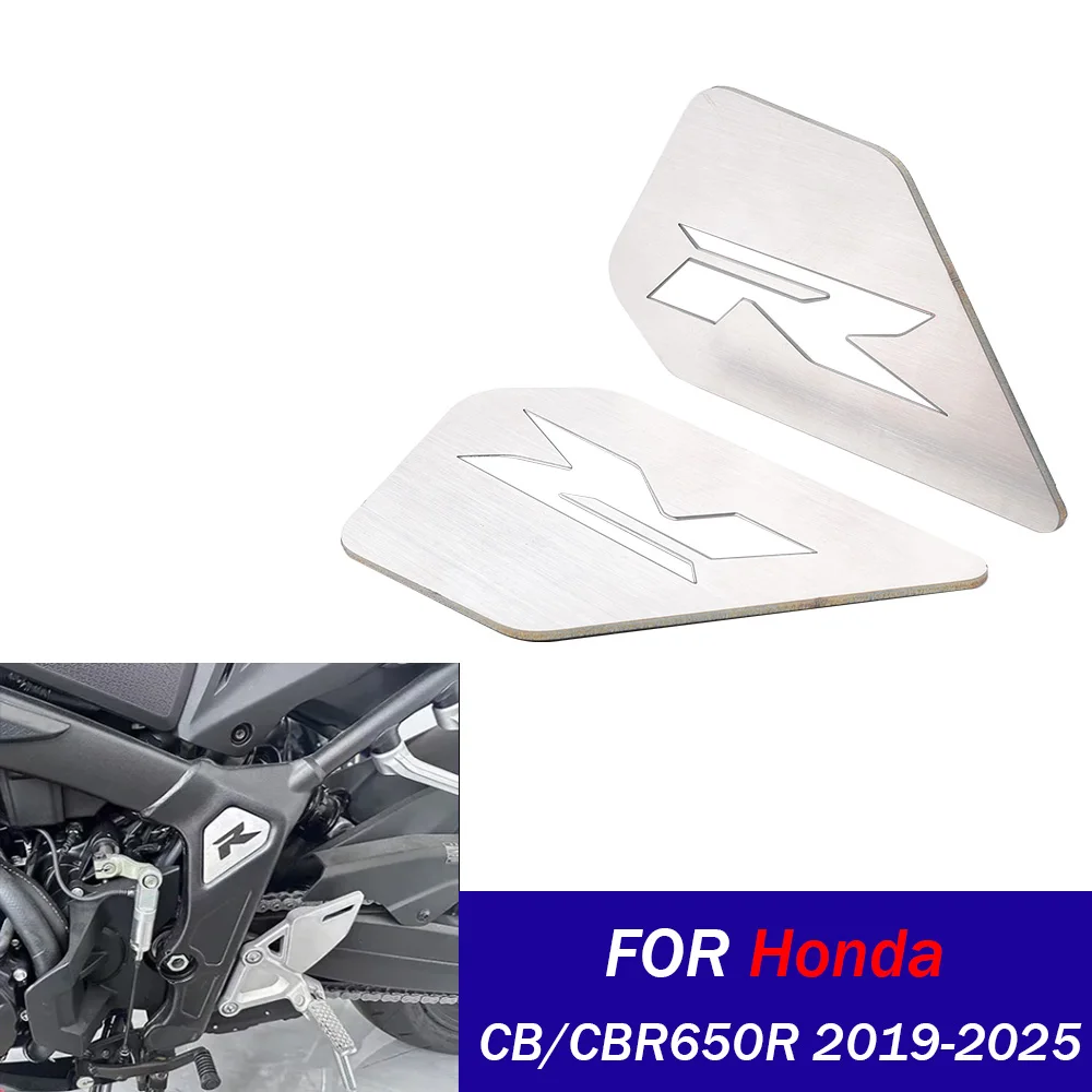 For Honda CB CBR 650R Frame Side Cover Trim Covers Stainless Steel Sticker R Emblem Parts Motorcycle Frame Filler Accessory