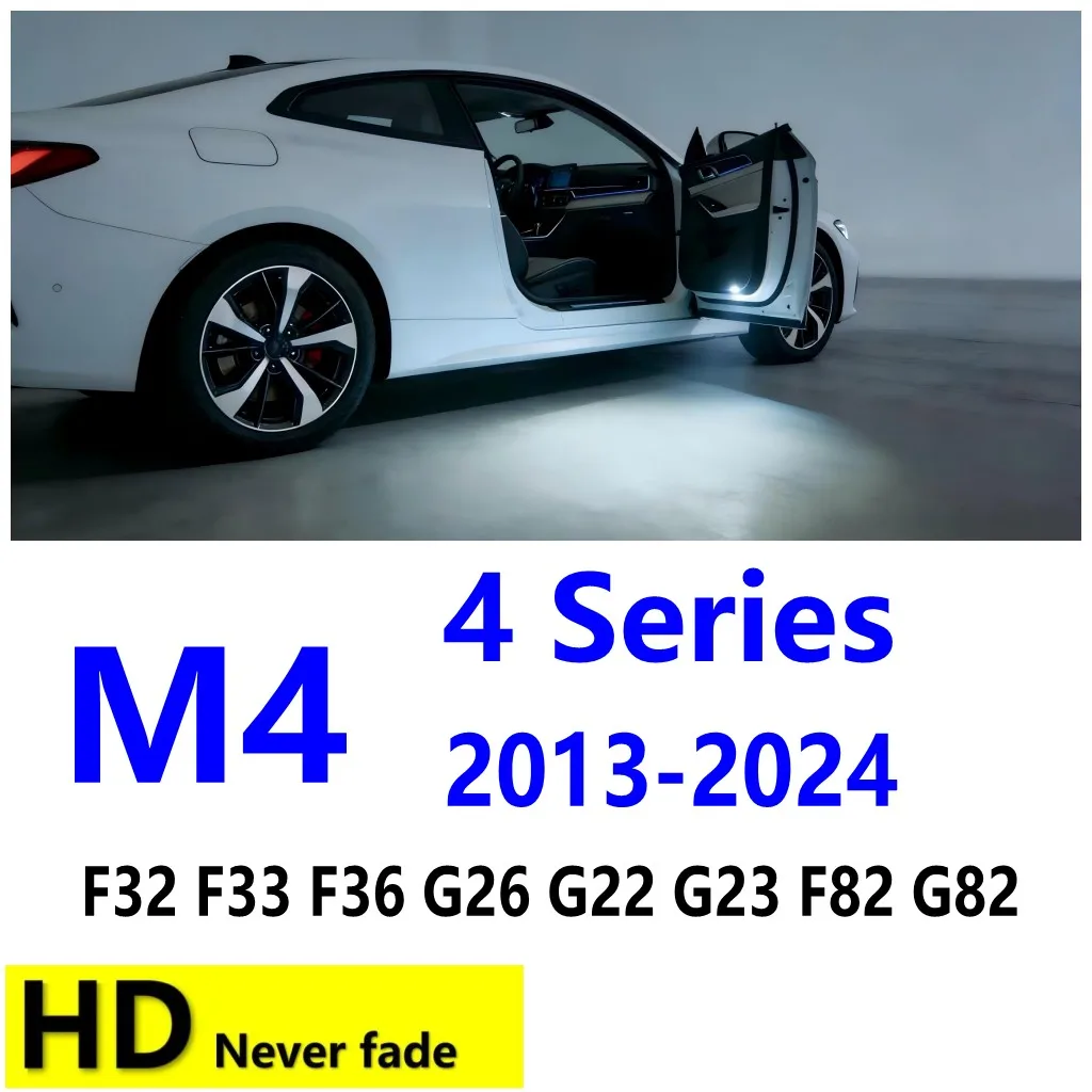 HD For BMW LED Car Door Projector Welcome Light 4 Series M4 F82 G82 G83 I4 420i F32 F33 F36 G26 G22 G23 2013-2024 2021 2023 2020
