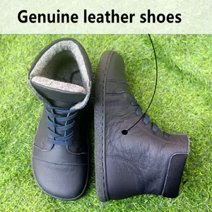 Botas de couro com forro de lã para mulheres e homens, descalço, zero drop, wider toes box 12 principais vendas bota de resgate - №6