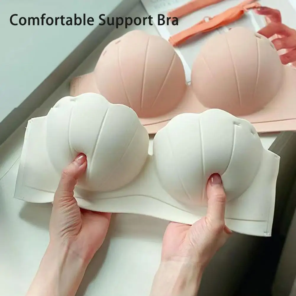 Reggiseno invisibile da donna Solid Lady senza spalline Reggiseno push up senza anello in acciaio Chiusura posteriore Cinghie staccabili Biancheria intima femminile