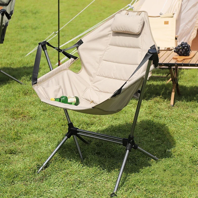 Outdoor Portable Folding Rocking Chair Lounge Chair Adult Aluminum Alloy Leisure Camping Picnic Chair