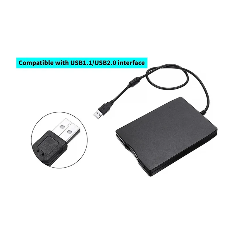 2X USB Floppy Disk Reader Drive 3.5In External Portable 1.44 MB FDD Diskette Drive For Windows 7 8 2000 XP Vista PC