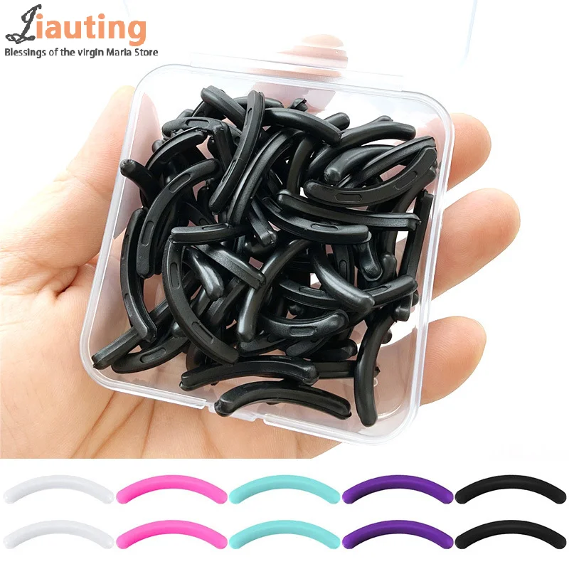 สีขนตา Curler เปลี่ยนยาง 30 ชิ้น/กล่องสีดําสีขาวสีฟ้า Elastic Eyelash Curler เปลี่ยนแถบยางอุปกรณ์เสริม
