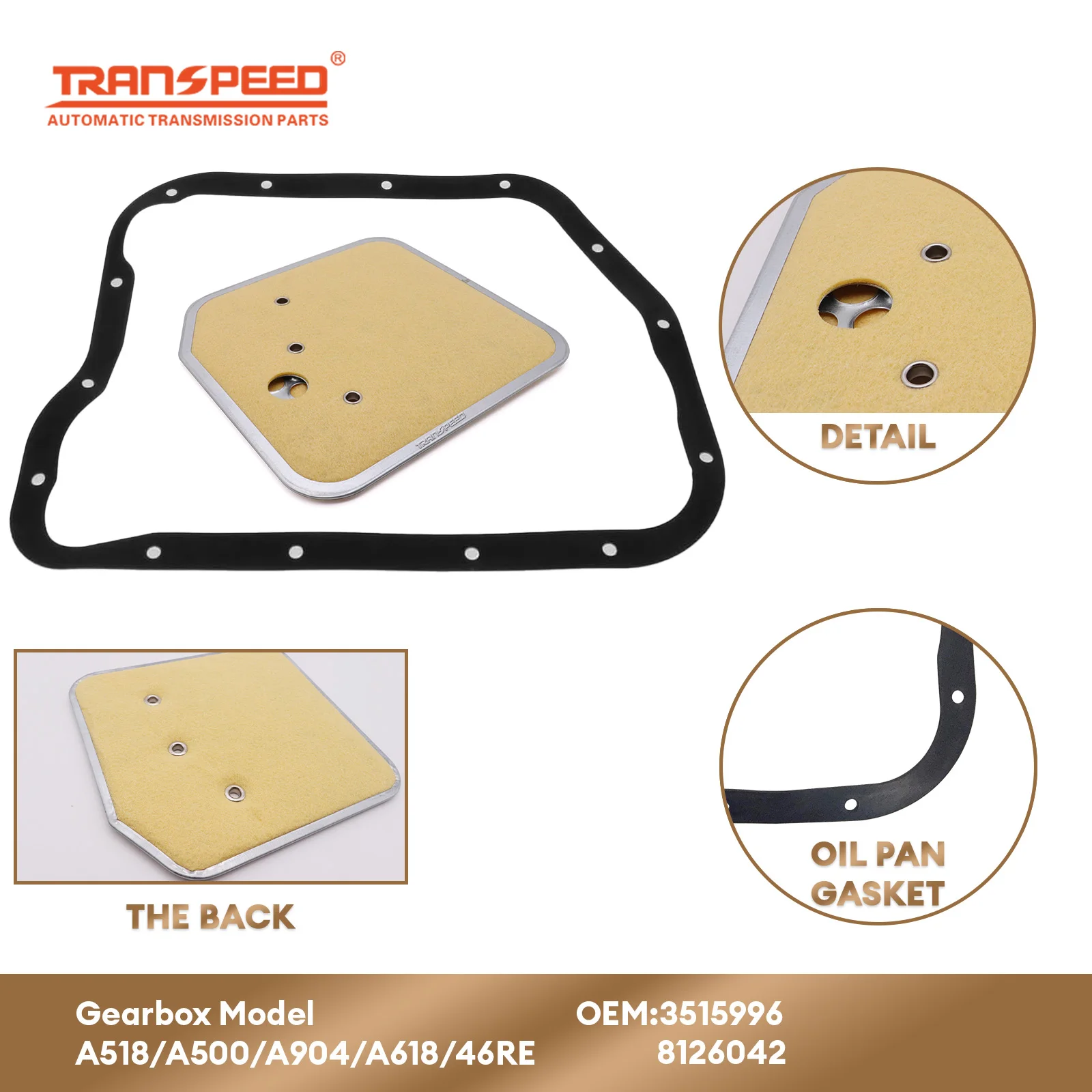 

TRANSPEED A518 46RE 46RH Auto Transmission Oil Filter Oil Pan Gasket For DODGE RAM 1500-3500 JEEP GRAND 1998 ON