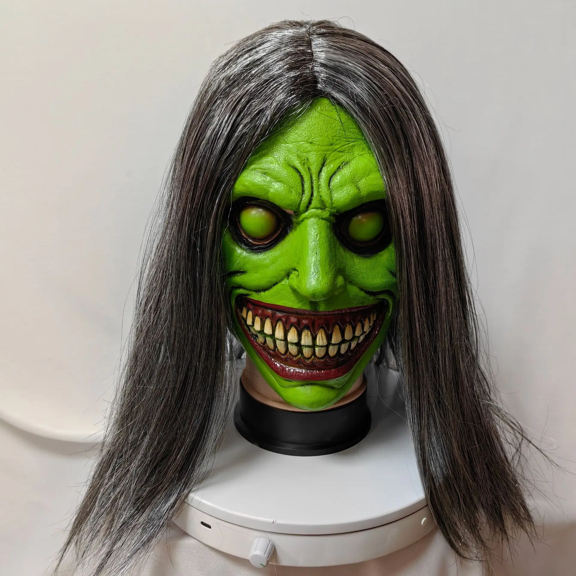 

Green exorcist realistic and funny latex half face headgear Halloween mask cosplay mask role-playing