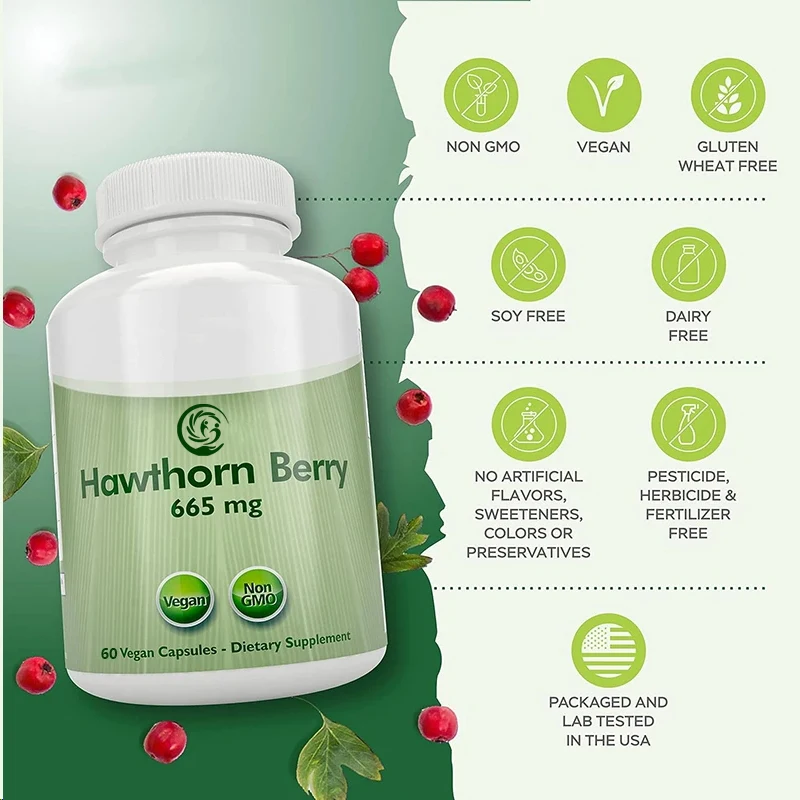 Hawthorn berry per vegetarian capsule 665mg, 60 capsules, vegetarian, non genetically modified