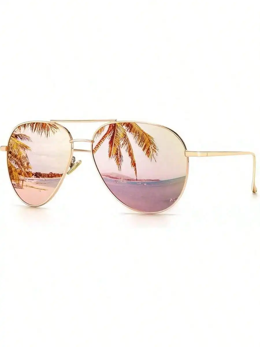 

Women's Lightweight Casual Aviator Sunglasses - Mirrored Polarized Lenses, Stylish Versatile Sunglasses