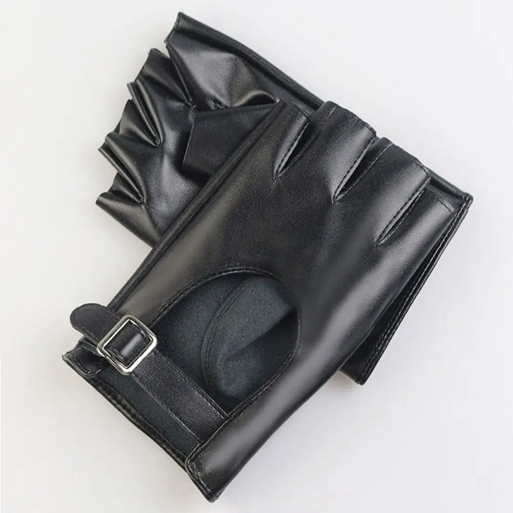 New Fashion Waterproof Fingerless Gloves Square Buckle Short Style PU Leather Gloves Punk Design Driving Gloves Workout Fitness