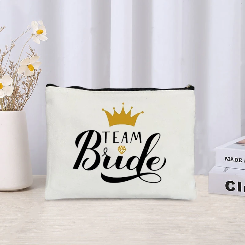 Bridesmaid Crown Pattern Makeup Bag Travel Organizer Best Gift for Team Bride Wedding Decor Equipo De La Novia Gift Lipstick Bag