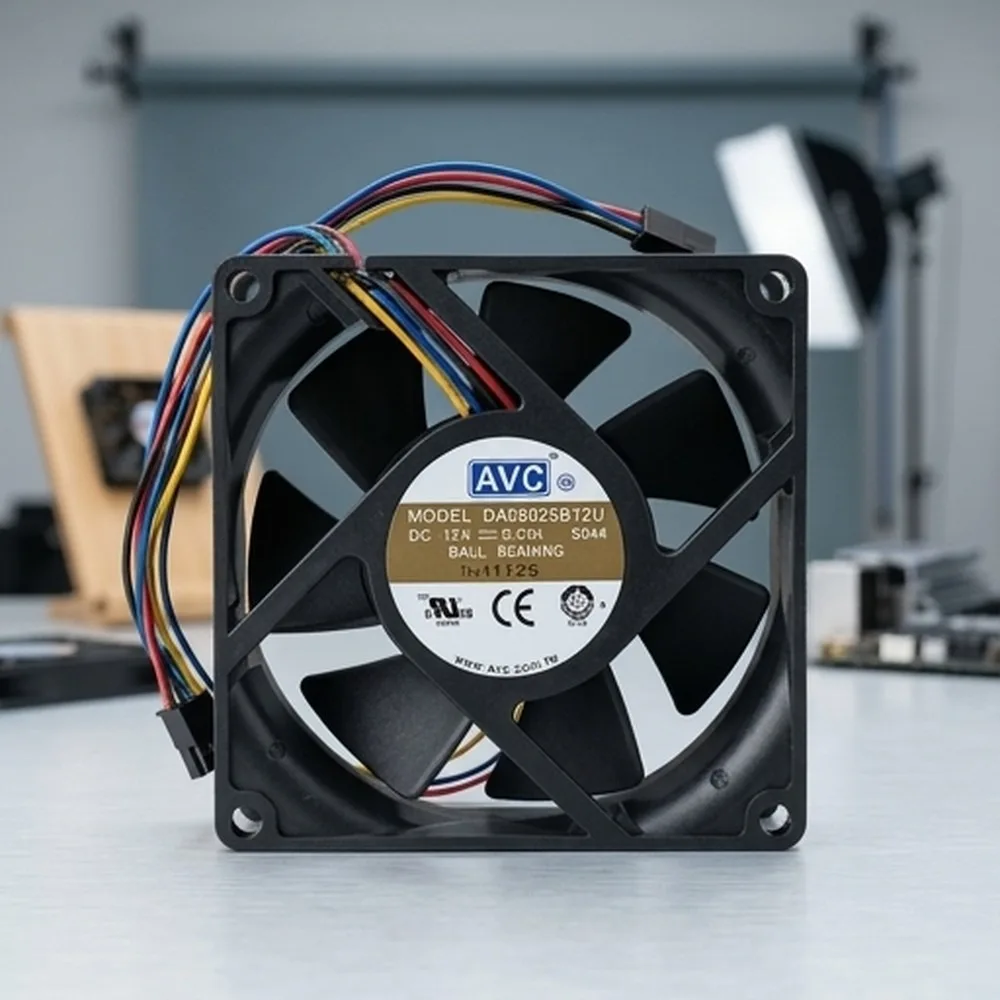 

For AVC DA08025B12U S044 8025 DC12V 0.51A 8CM 4-Wire Dual Ball Cooling Fan
