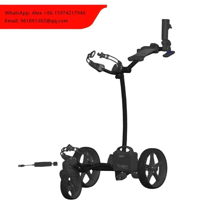 Electric Rechargeable Battery Golf Caddy For Carrying Clubs And Golf Bag W/ Remote Control Anti Tip Wheel & Downhill Control