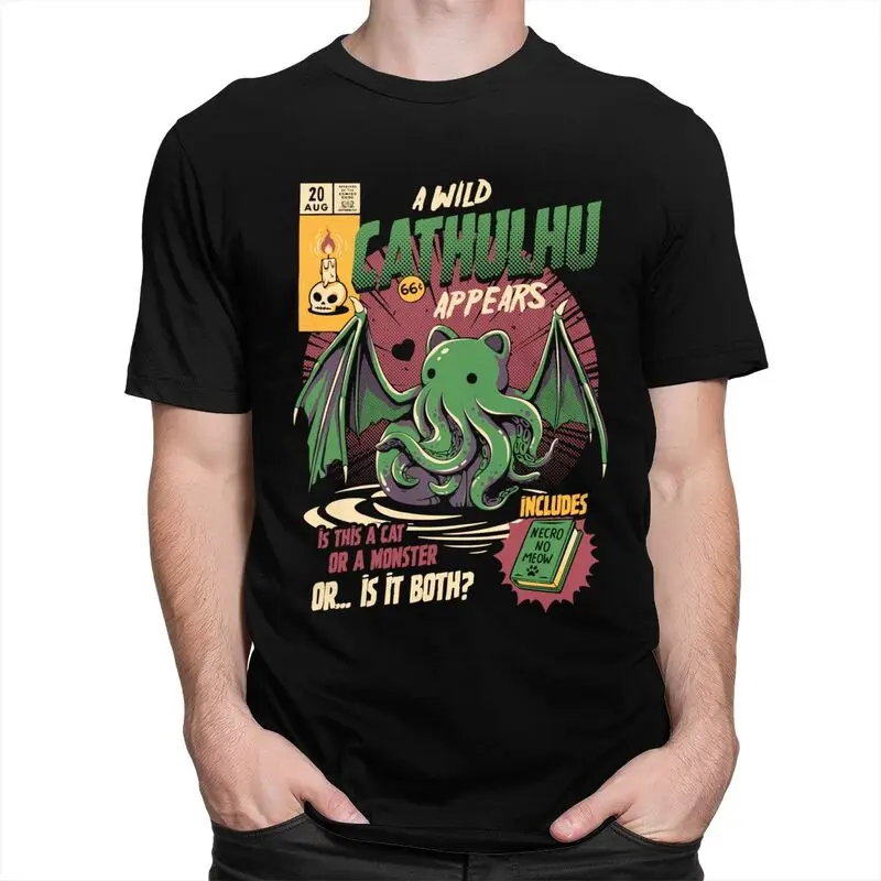 Custom Classic A Wild Cthulhu T Shirts Men Short-Sleeve Lovecraft Movie T-shirts Casual Tee Pure Cotton Slim Fit Tshirts Gift