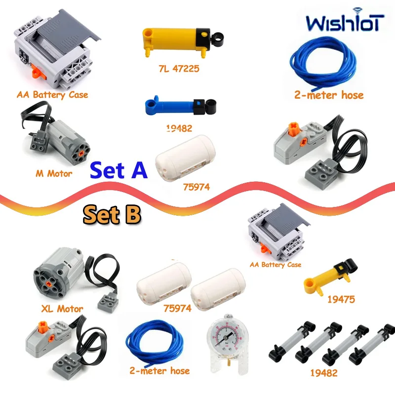 

Pneumatics Technology Building Blocks Parts With M Motor Assembly Pneumatic Airtank/Air Hose/Cylinder DIY Bricks Toys Accessorie