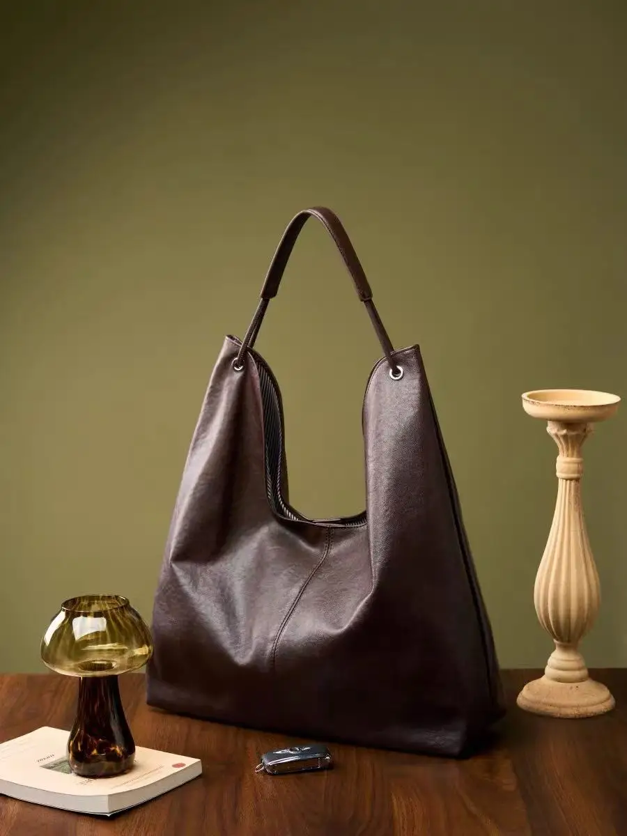 High Quality Fashion Shoulder Underarm Bag Genuine Cowhide Women Handbag Lady Purse Large Capacity Casual Tote Bag