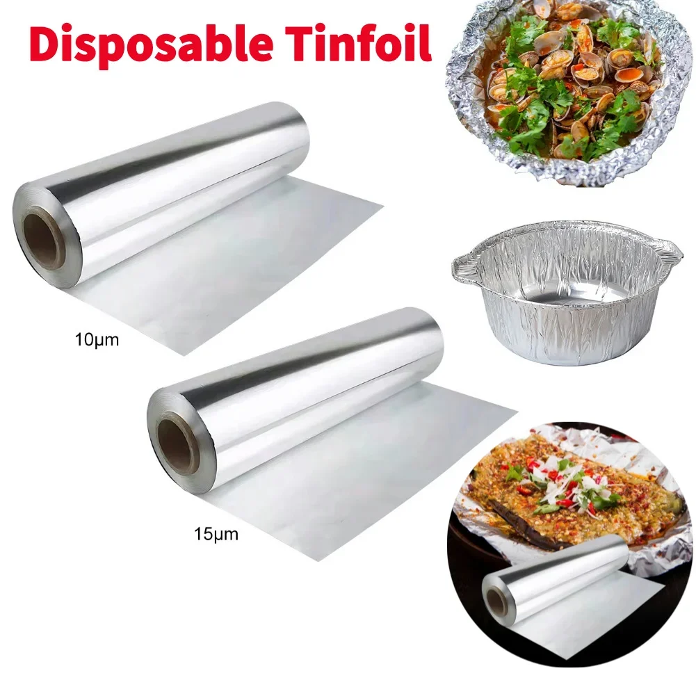 Papel de aluminio de 12,2x1,65 pulgadas, papel de aluminio para cocinar en casa, hornear, barbacoa, papel de aceite plateado, hoja de rollo de papel de aluminio desechable de calidad alimentaria