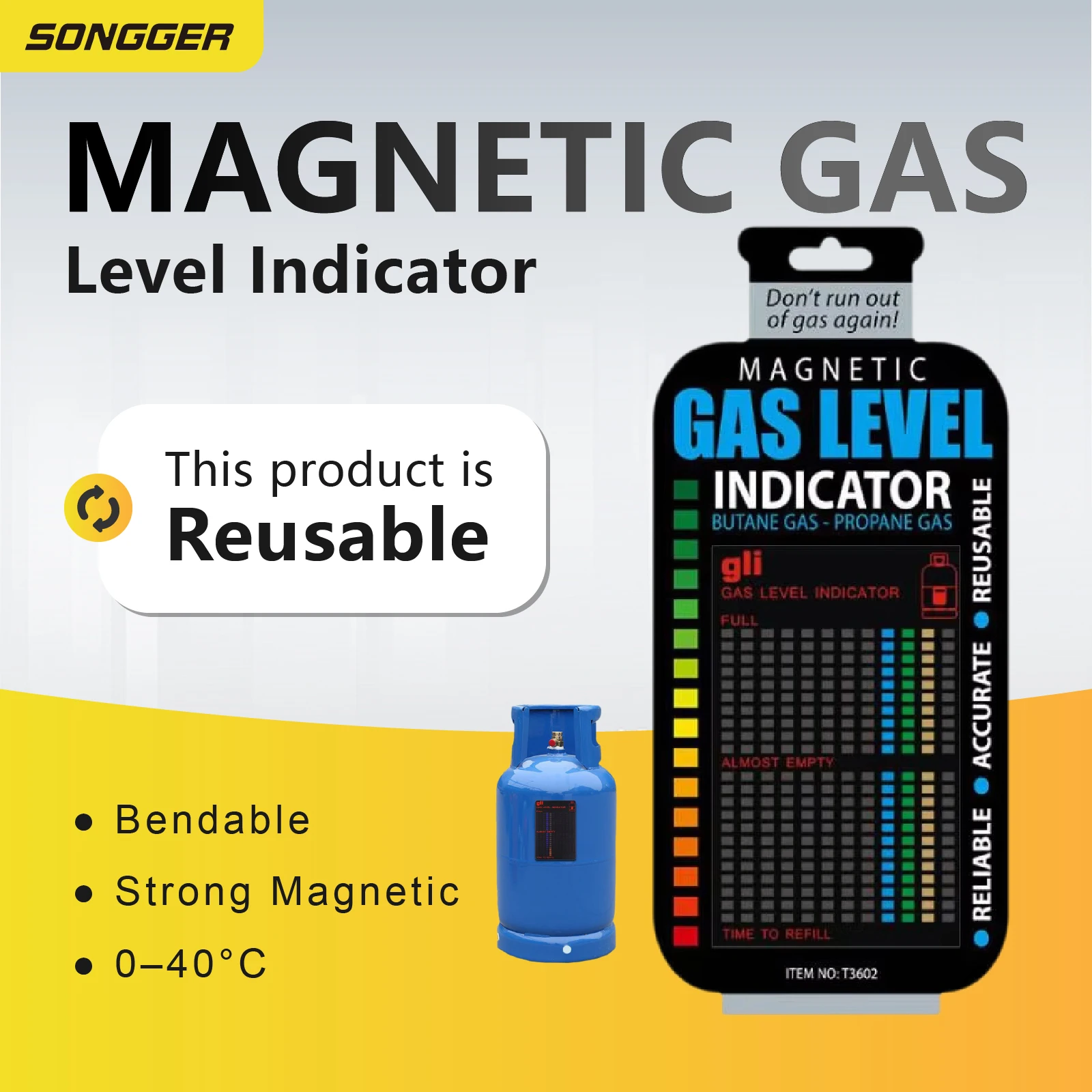 Magnetic Gas Level Indicator for Propane Tank BBQ Butane LPG Bottle Cylinder Reusable Strip Outdoor Camping Gauge