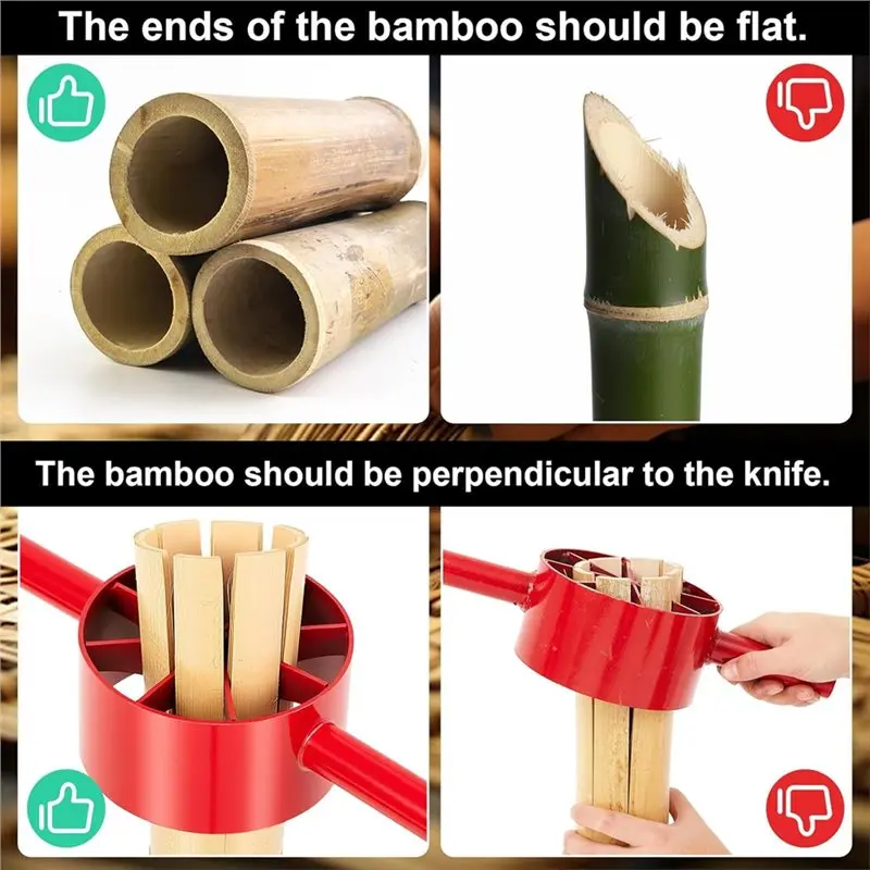 Steel Manual Bamboo Splitter 4 Cut 5.5 Inch For Farm Bamboo Splitting Tool With Dual Side Handles Blades Divider C