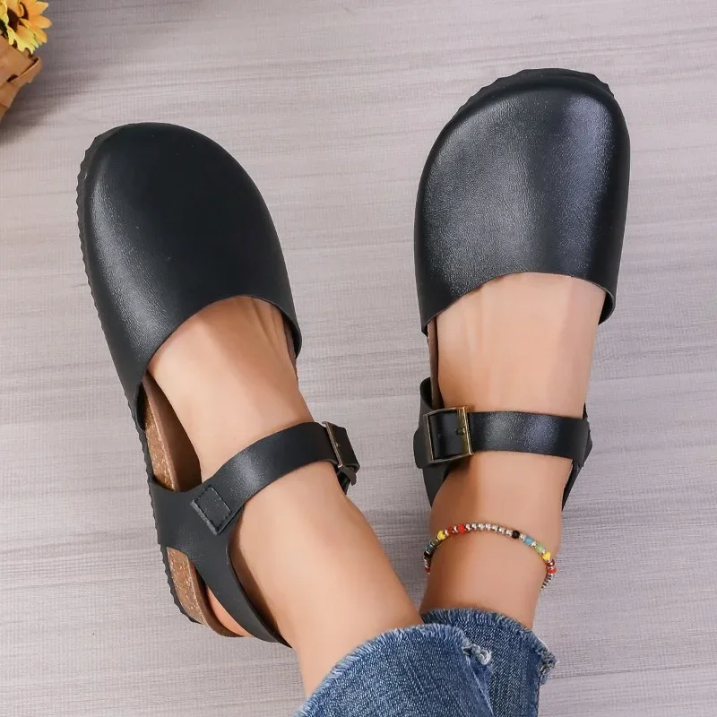 Closed Toe Sandals for Women Summer Casual Flat Sandals Fashion Designer Party Shoes Woman Footwear Sandalias De Mujer Sandales