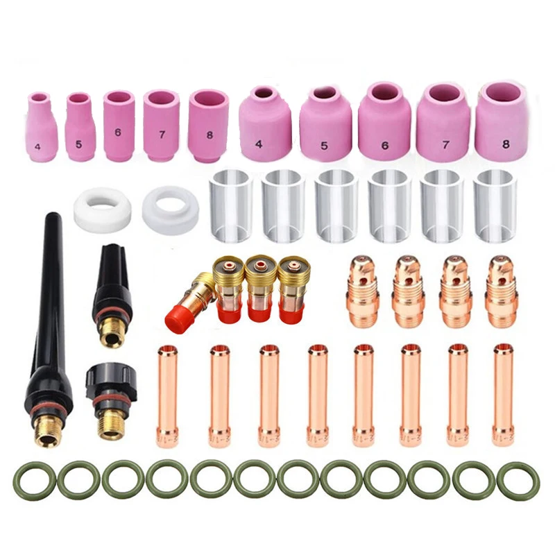 49 PCS TIG welding short gas lens argon arc welding kit WP17/18/26 torch cup