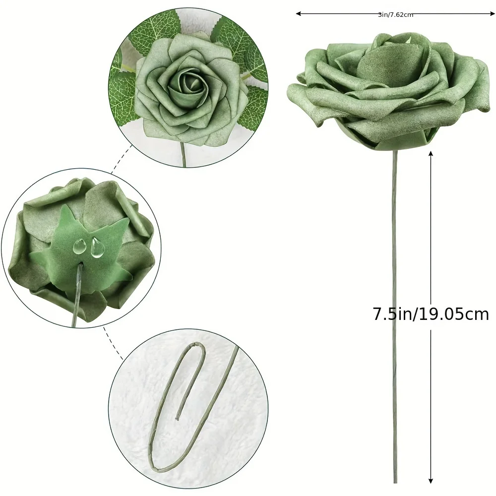 25 قطعة من زهور الورد الاصطناعية لتزيين الزفاف ترتيبات الحفلات وحفلات استقبال المولود الجديد والحديقة وهدايا ديكور المنزل #1