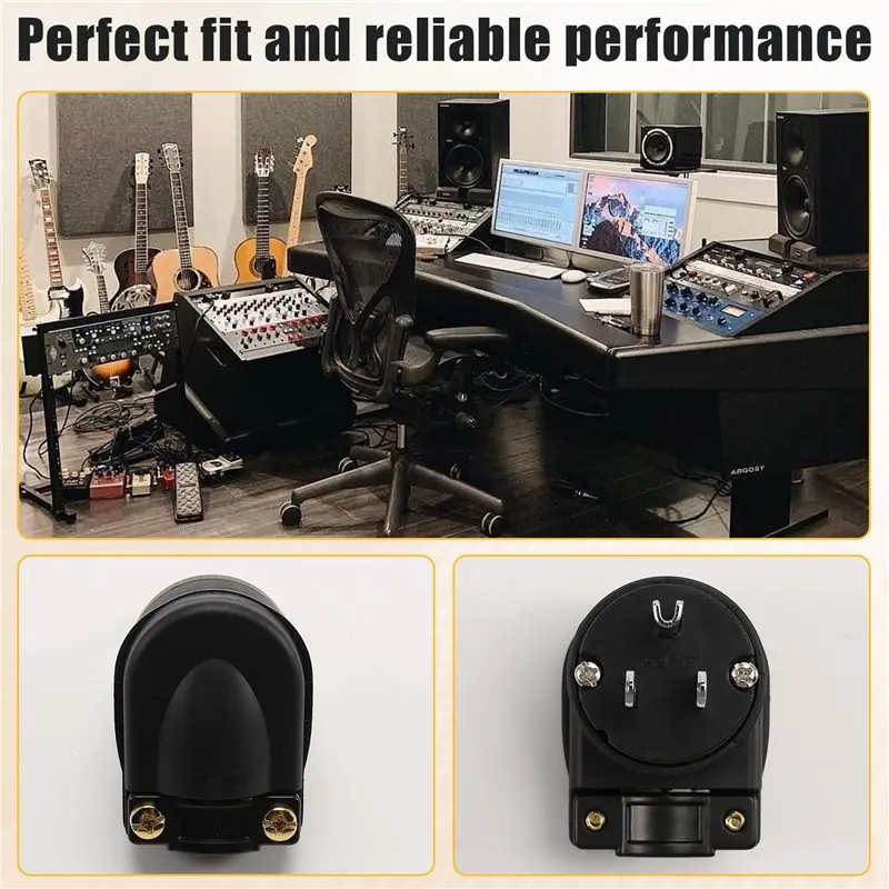 ABZZ-Hifi Power Connector L-Shaped Right Angle Male To IEC C13 Socket Power Plug Adapter Rhodium Plating- US Version US PLUG