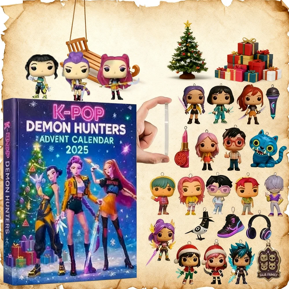 

Kpop Christmas Advent Edition 2025 — серия акриловых брелков «Охотники на демонов», подарочная коробка с обратным отсчетом на 24 дня