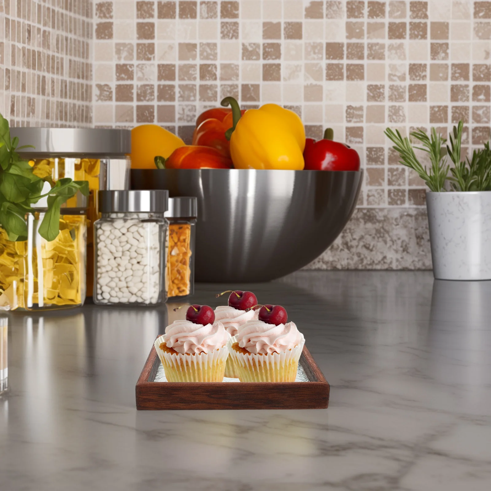 

Square Wooden Tray for Kitchen Counter Bathroom Vanity Coffee Table Organizer Storage Crystal Shape Glass Tray Modern Chinese