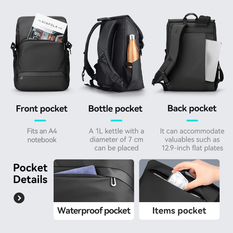 Mark Ryden 15.6 Inch USB Charging Business Briefcase Shoulder Waist Bag For Man Women Waterproof  Laptop Backpack Men 2 in 1