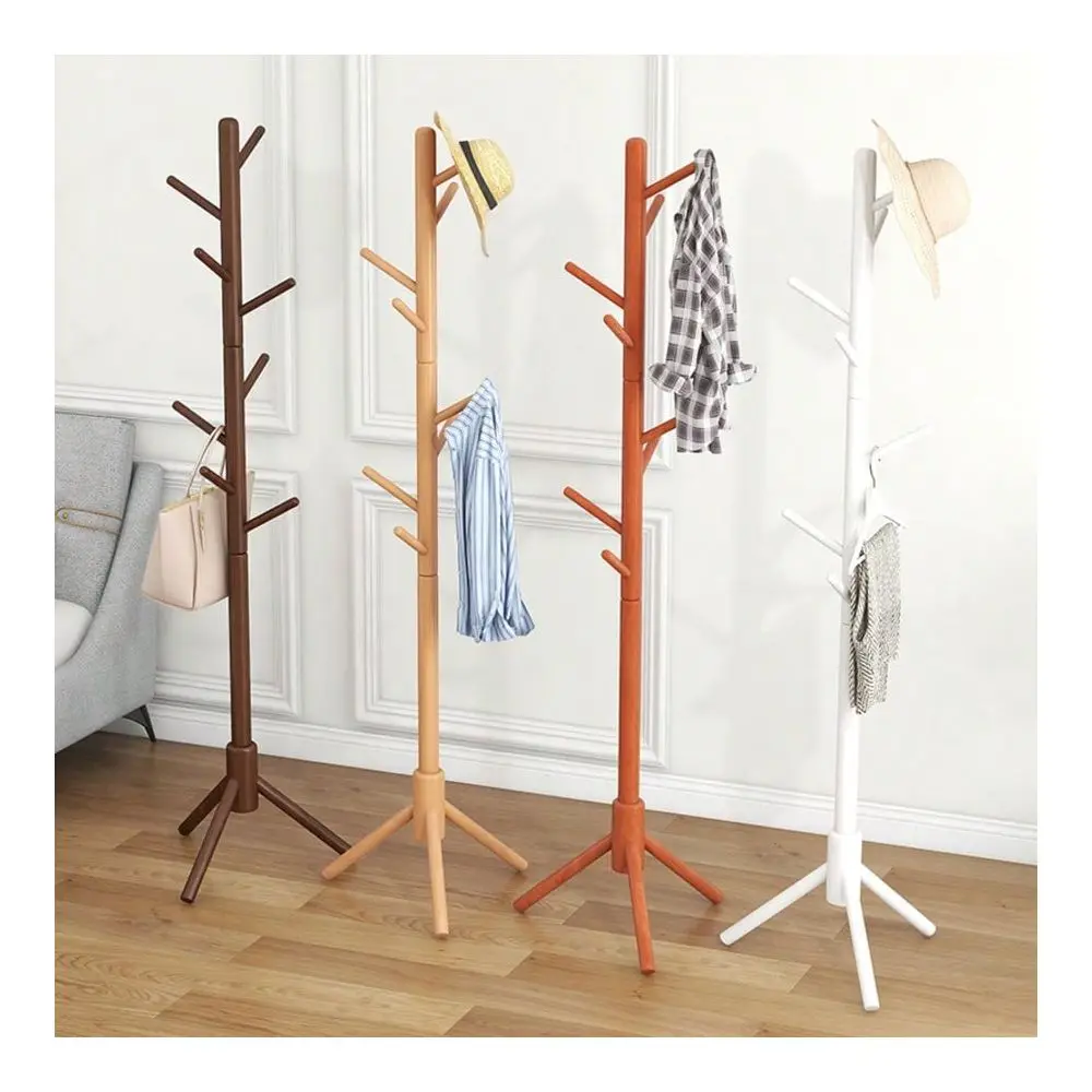 

Solid Wood Coat Rack, FloorStanding Clothes Hanger, Creative Bedroom Clothes Rack, Office And Living Room Clothes Drying Rack,