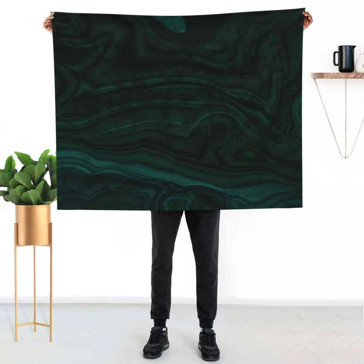 Emerald Green Malachite Pattern Throw Blanket Luxury Flannel Sofa Throw Single Shaggy Blankets