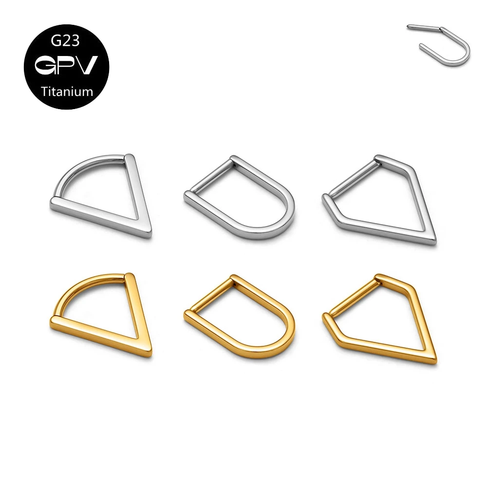 

G23 F136 Titanium Earrings Triangle U-shaped 16G Men's and Women's Geometric Shapes Fashion Perforated Jewelry Nose Ring