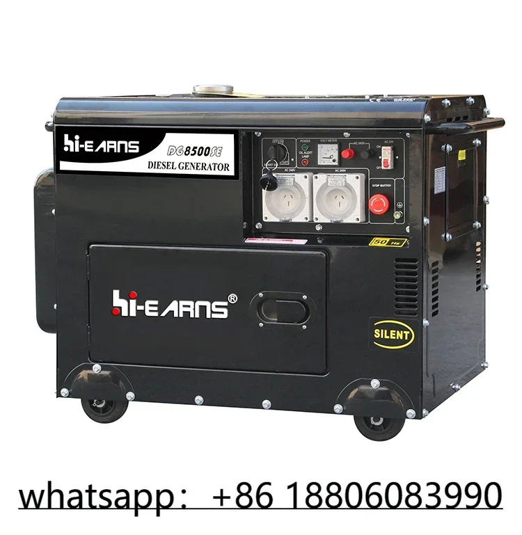 hiearns 5.5KW 6KW super slient air-cooled 27L fuel tank three phase equal power die·sel generator