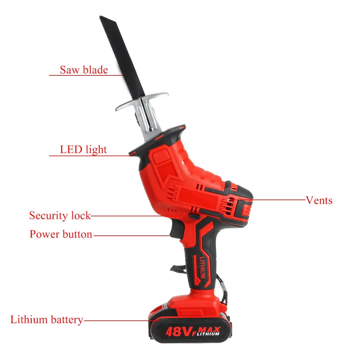 البنفسجي 2500RPM المحمولة اللاسلكي الترددية المنشار منشار كهربائي أنبوب كلوريد متعدد الفاينيل الخشب المعادن مناشير 4 قطع شفرات مع 2 قطعة بطارية