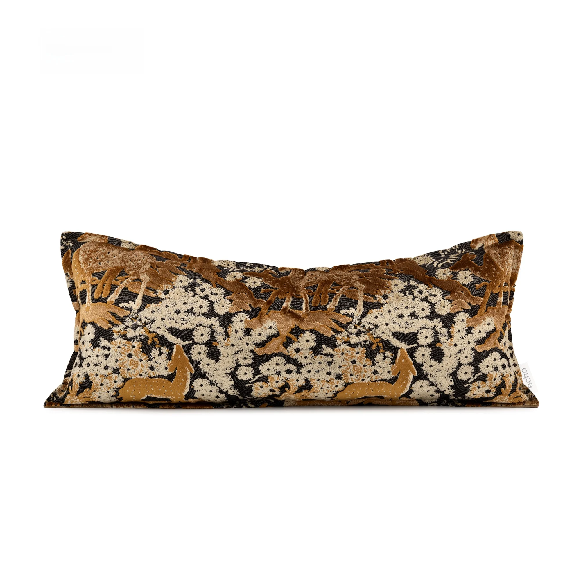 Old Money Velvet Lumbar Pillow - Luxury Vintage Pattern Long Sofa Cushion, Customizable Living Room Decor with Feather Insert