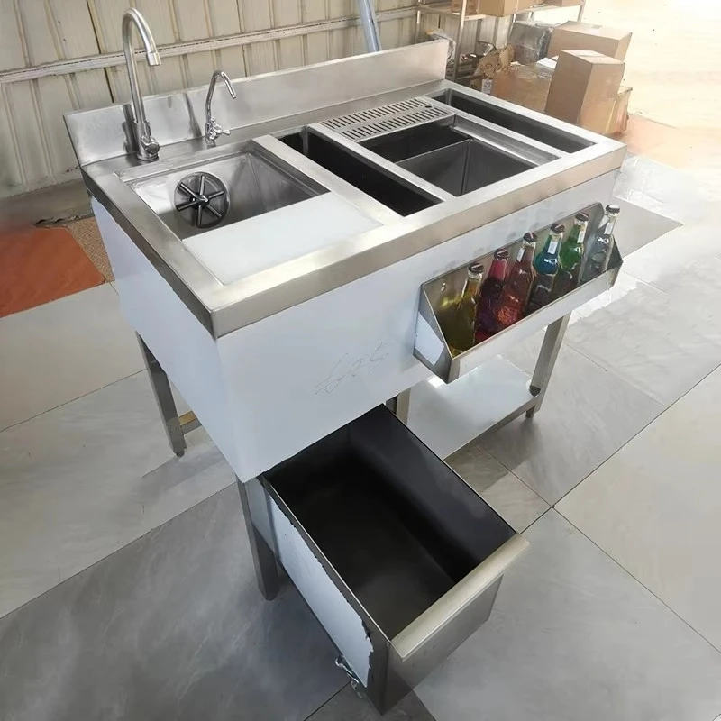 Professional Electric 1500W Irregular Shape Customizable Stainless Steel Cocktail Bar with Refrigeration for Commercial Bars