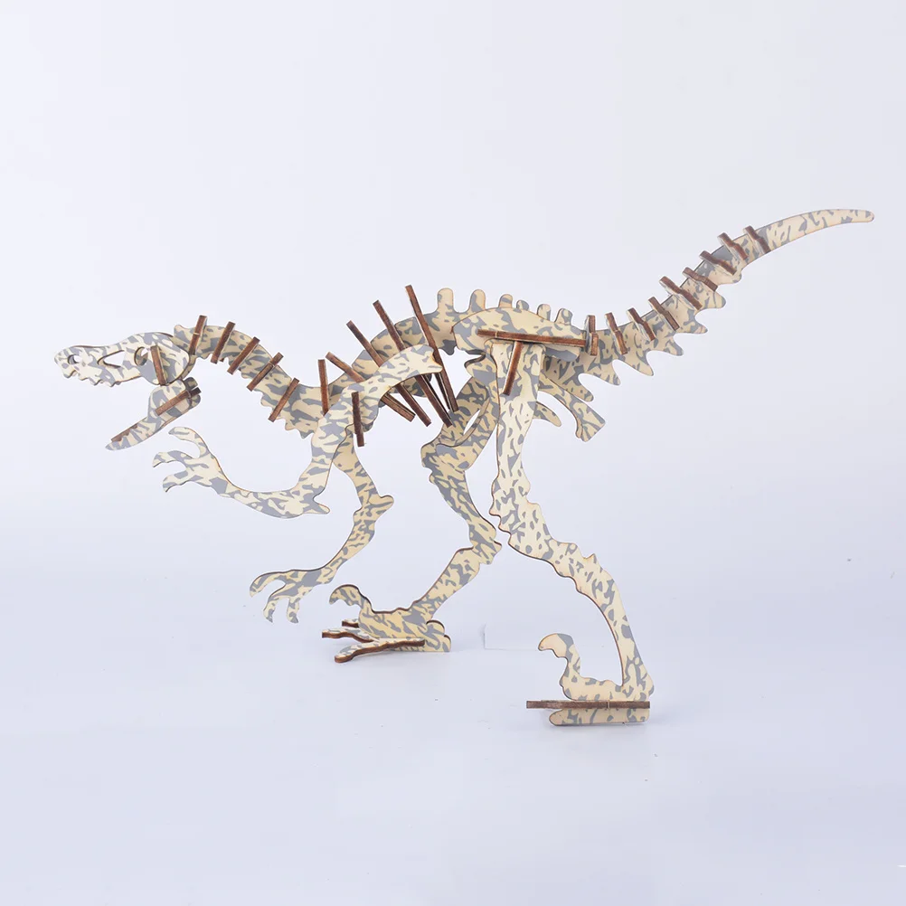 

3D Wooden Dinosaur Puzzles DIY Assembled Deinonychus Enhance Kids Creativity Cognitive Exercise Jigsaw 3D Puzzles