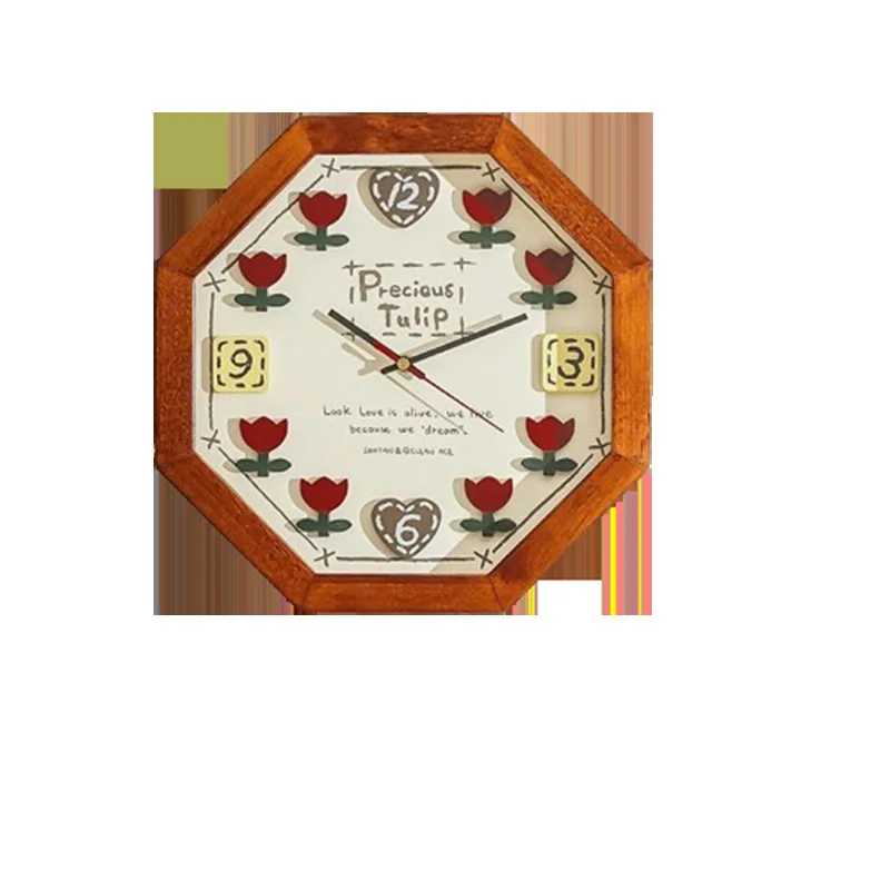 Motion-Reloj de madera maciza Para decoración del Hogar, estilo Retro Medieval americano, moderno, Para dormitorio