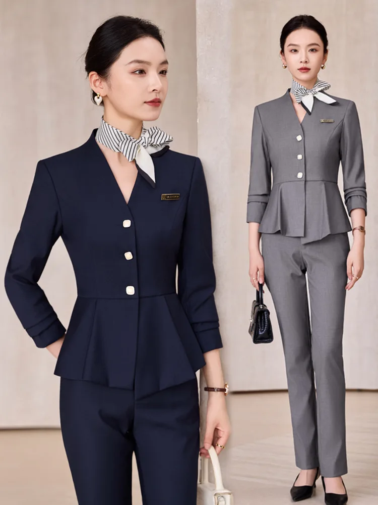 Professional women's autumn suit for jewelry store receptionist, work uniform for medical beauty, plastic surgery, and beauty sa