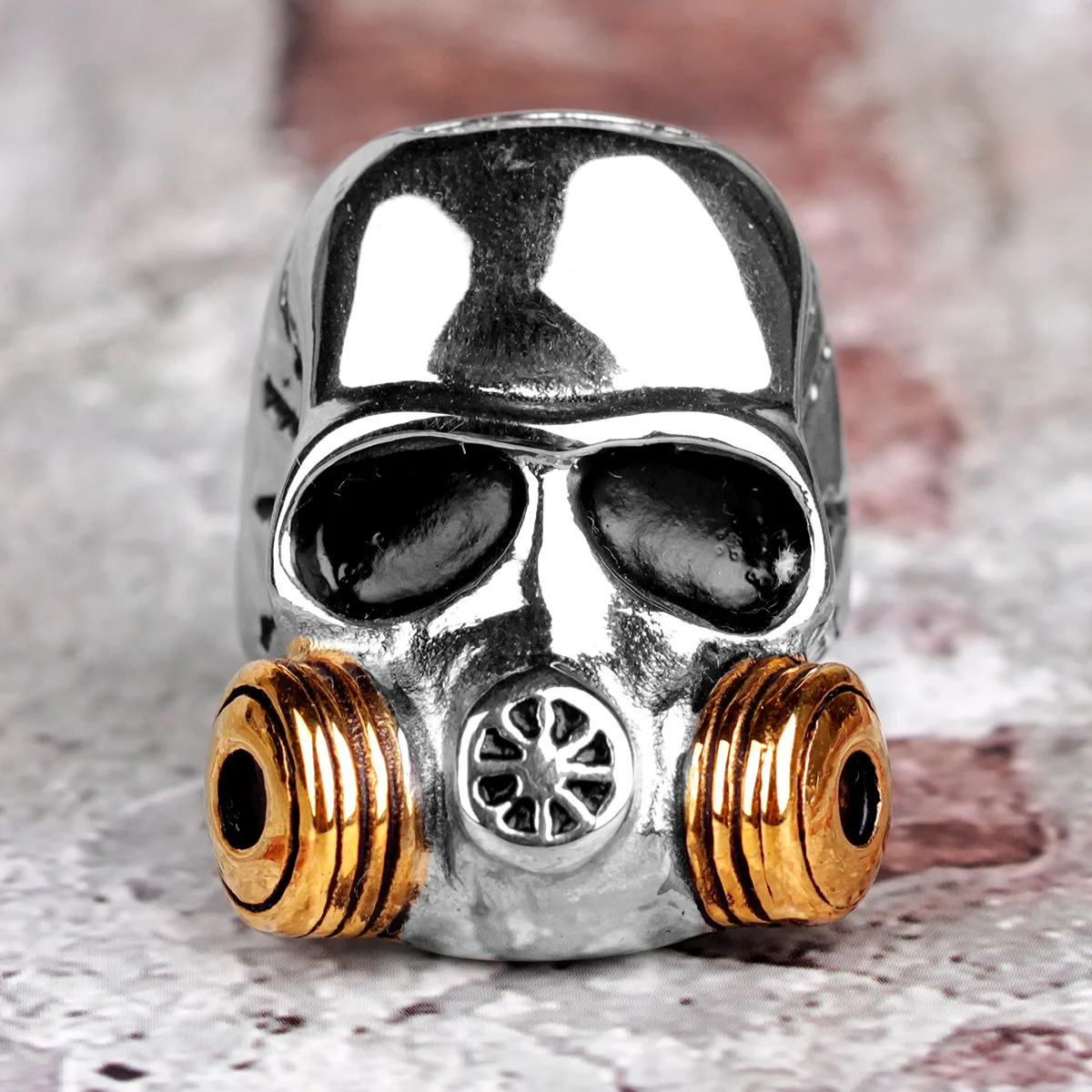 

Stainless Steel Men Rings Punk Gothic Amulet Medical Gas Mask Ph.D Chemistry Doctor for Male Boy Jewelry Creativity Gift