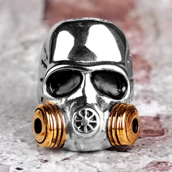 Stainless Steel Men Rings Punk Gothic Amulet Medical Gas Mask Ph.D Chemistry Doctor for Male Boy Jewelry Creativity Gift