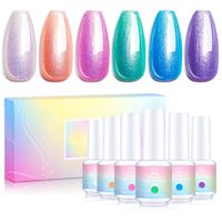 Makartt Gel Nail Polish Set Glitter Pearl Gel Nail Polish Kit 6 Colors Rainbow Nail Polish 8ml Pink Blue Sliver Mermaid Soak Off